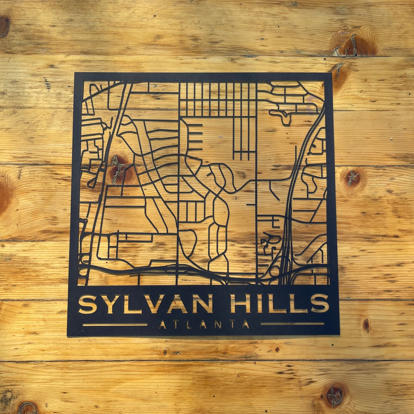 Sylvan Hills Map (Stamp Style Papercut)
