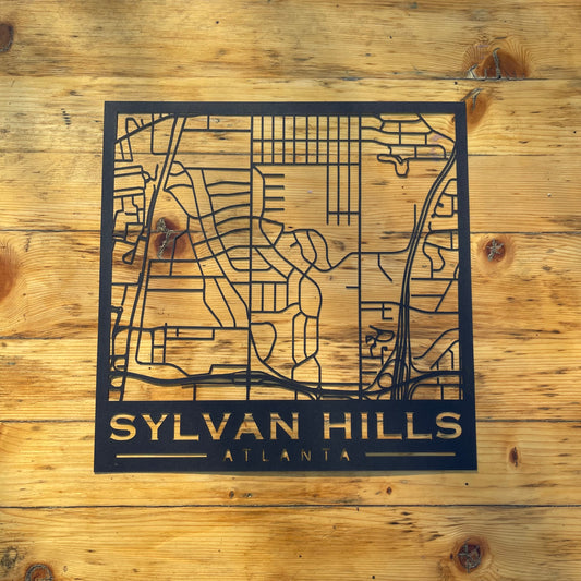 Sylvan Hills Map (Stamp Style Papercut)