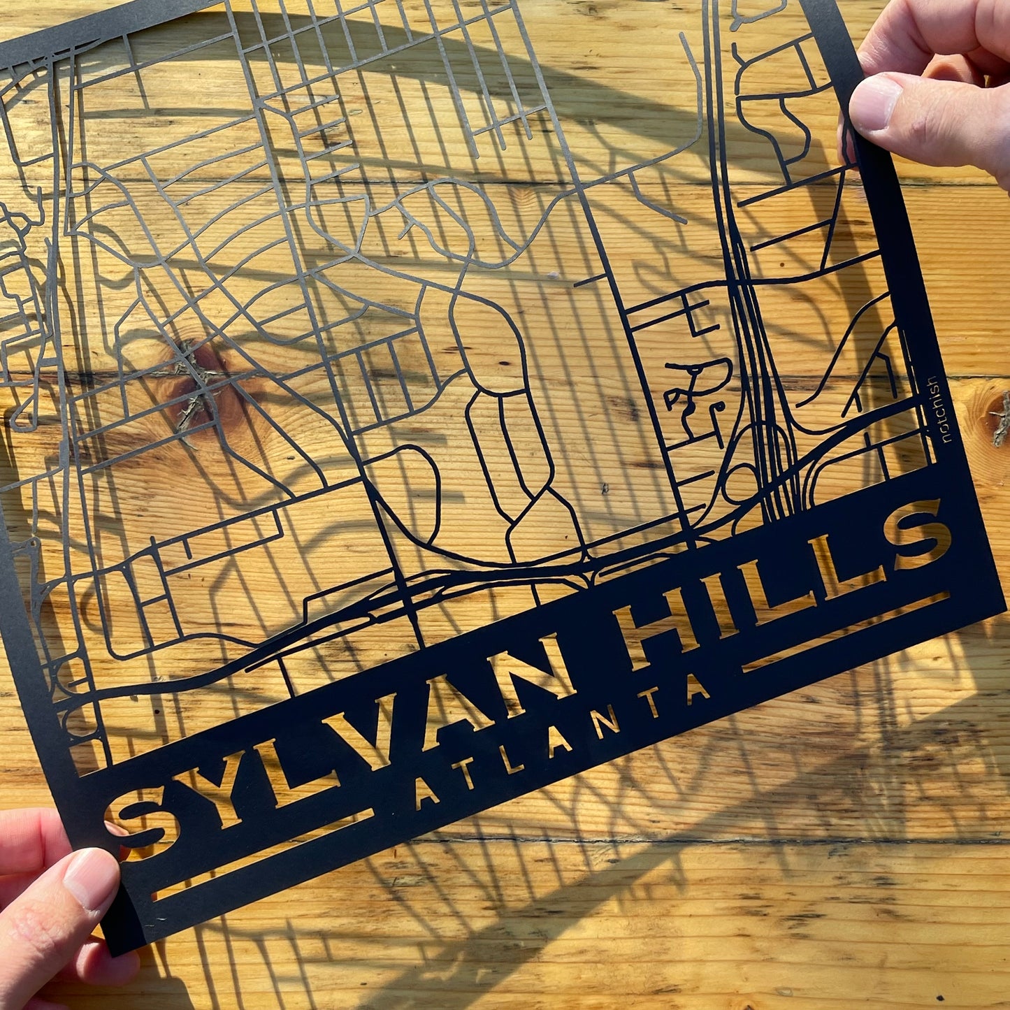 Sylvan Hills Map (Stamp Style Papercut)