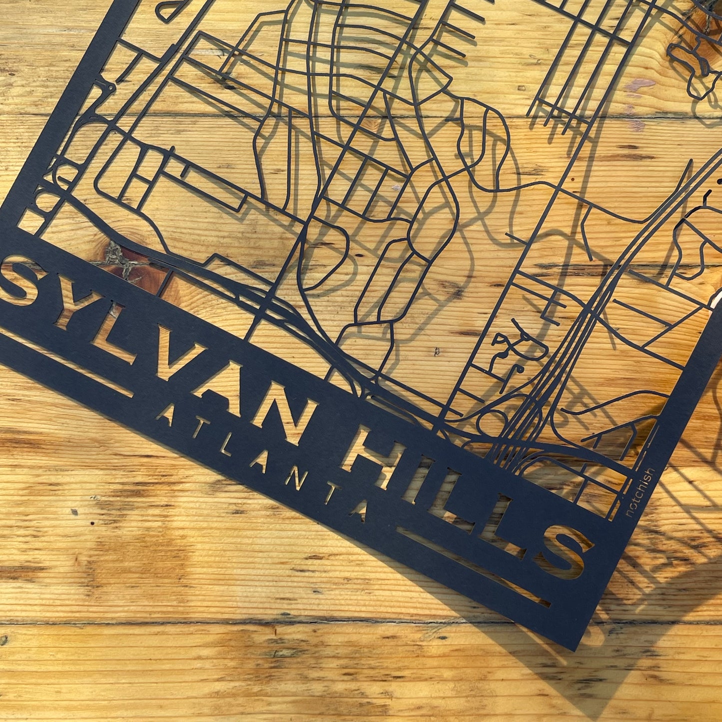Sylvan Hills Map (Stamp Style Papercut)