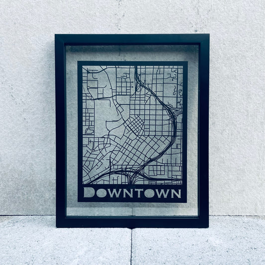 Downtown Atlanta Map (Stamp Style Papercut)