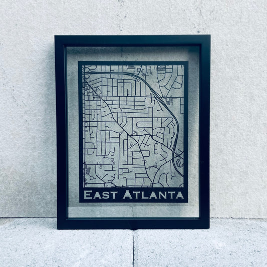 East Atlanta Map (Stamp Style Papercut)