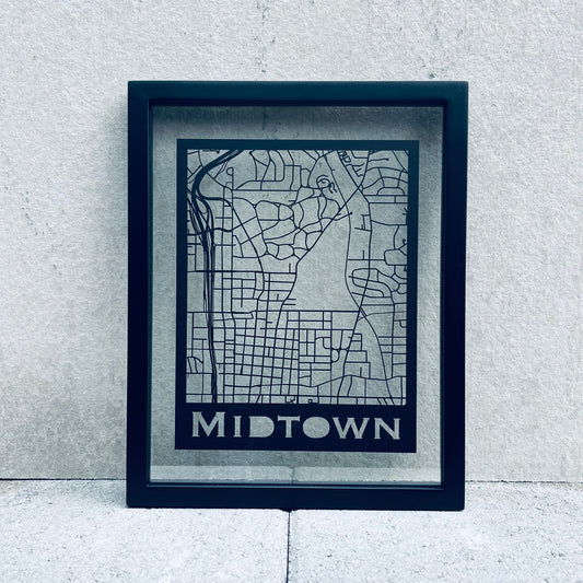 Midtown Atlanta Map (Stamp Style Papercut)