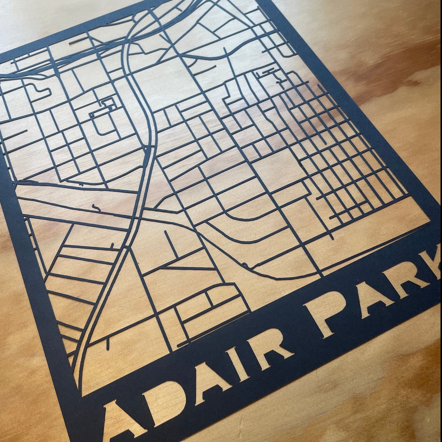 Adair Park Map (Stamp Style Papercut)