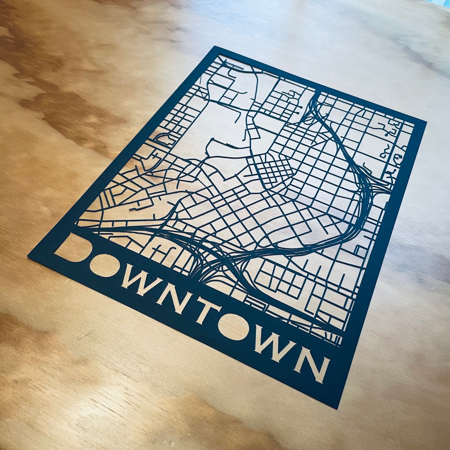 Downtown Atlanta Map (Stamp Style Papercut)