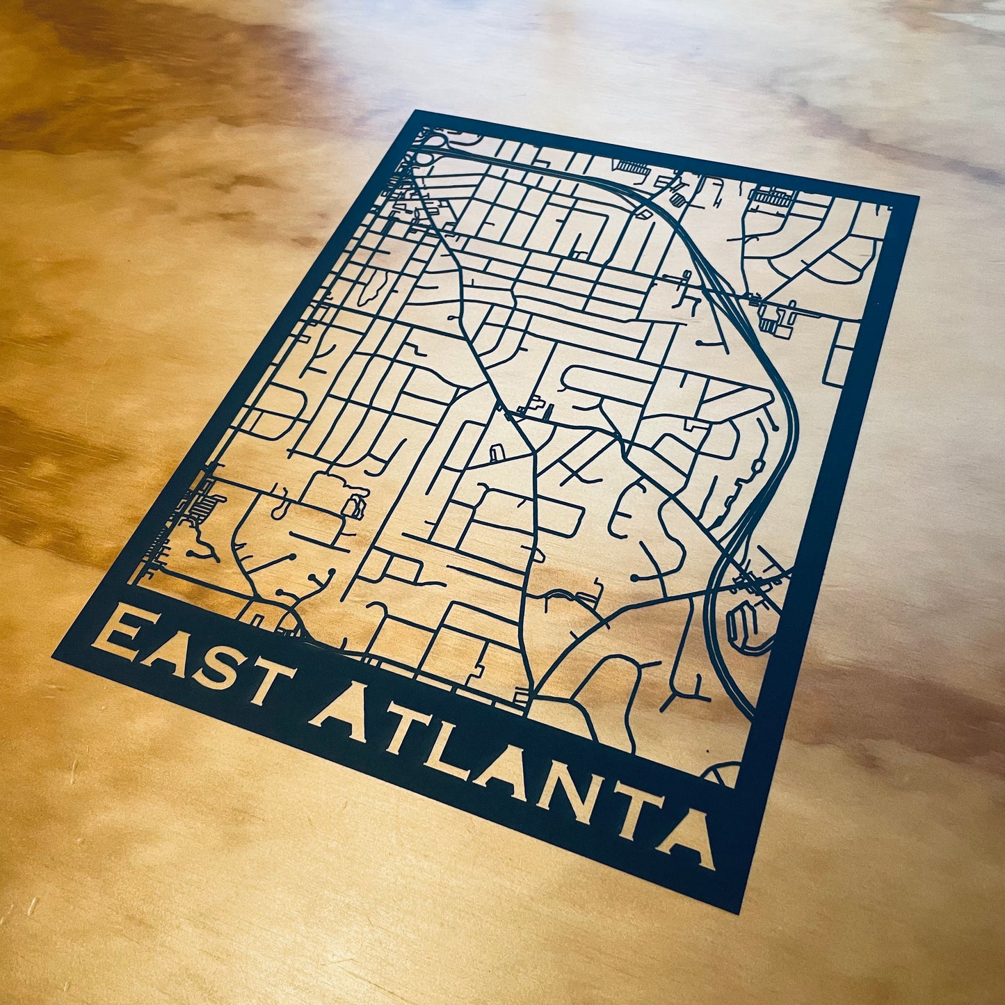 East Atlanta Map (Stamp Style Papercut)