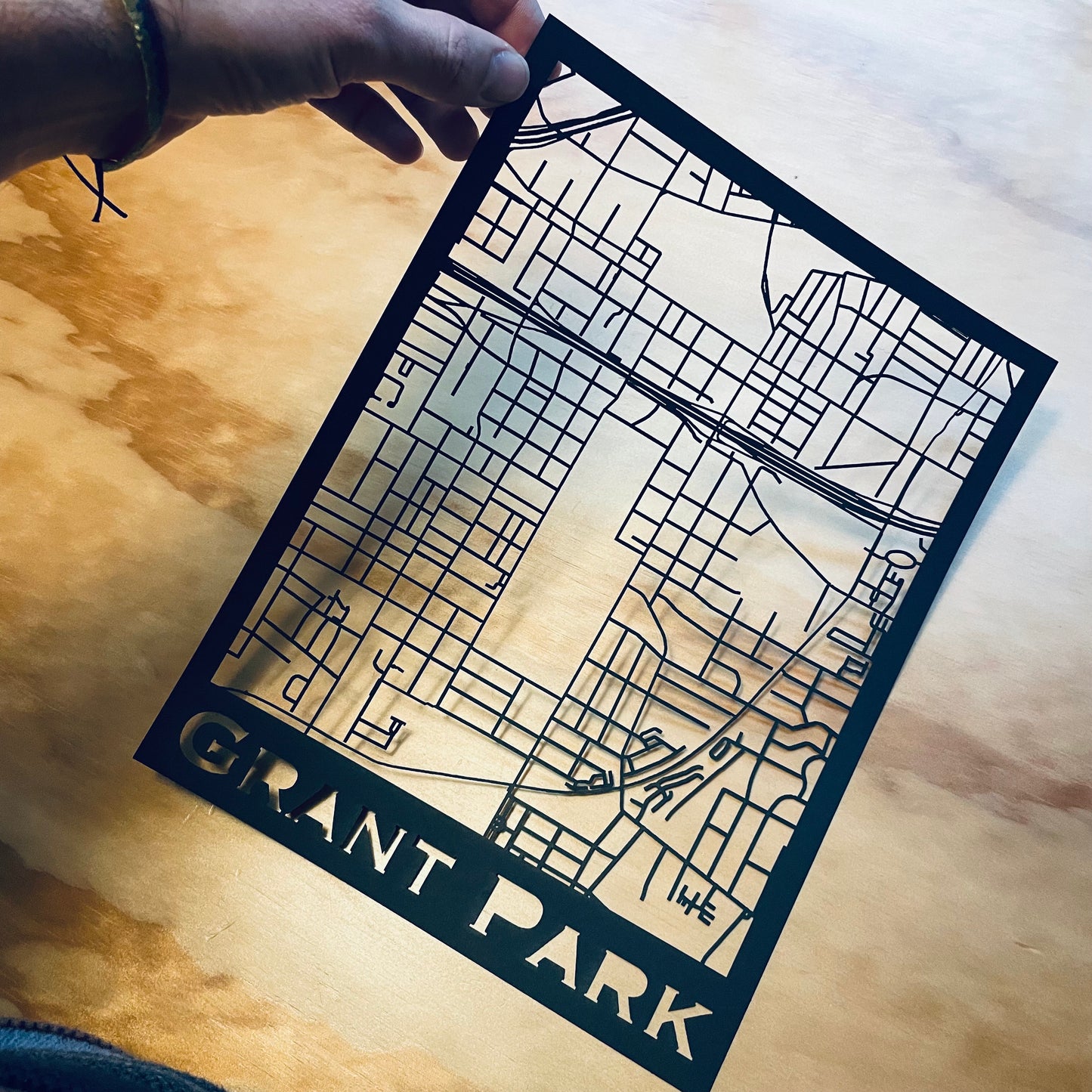 Grant Park Map (Stamp Style Papercut)