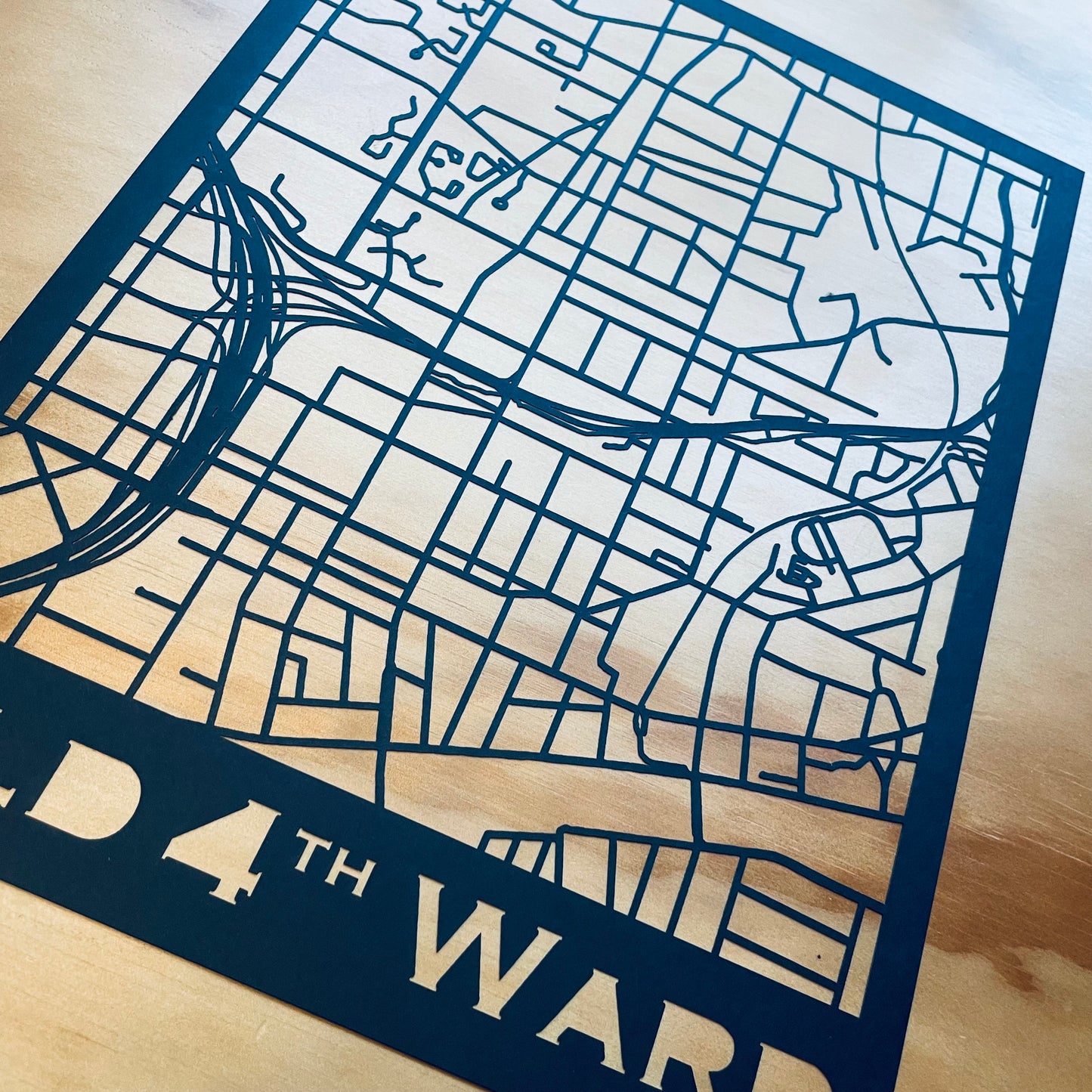 Old 4th Ward Map (Stamp Style Papercut)